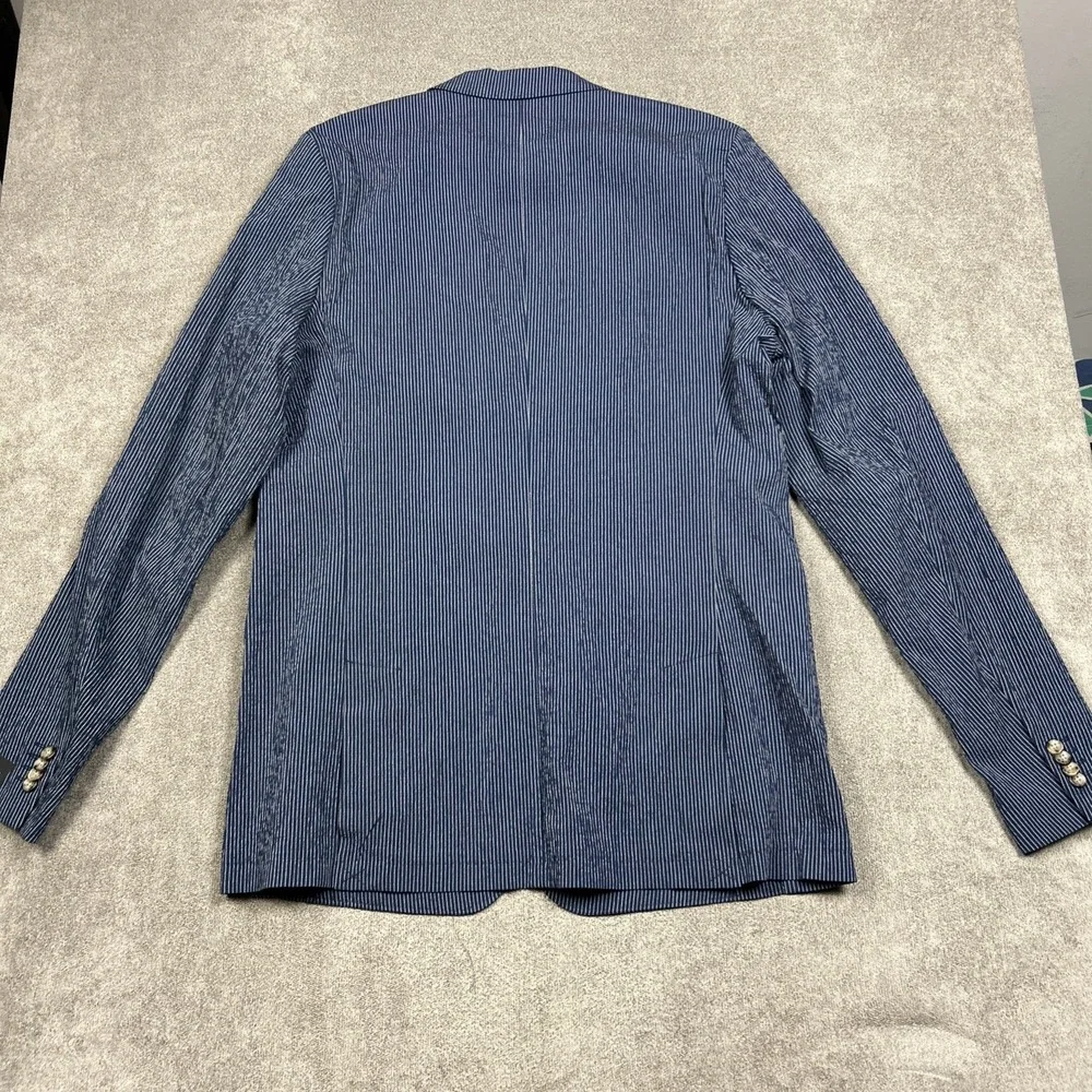 American Tall Mens Seersucker Blazer LXT Large Extra Tall Stretch Unstructured
